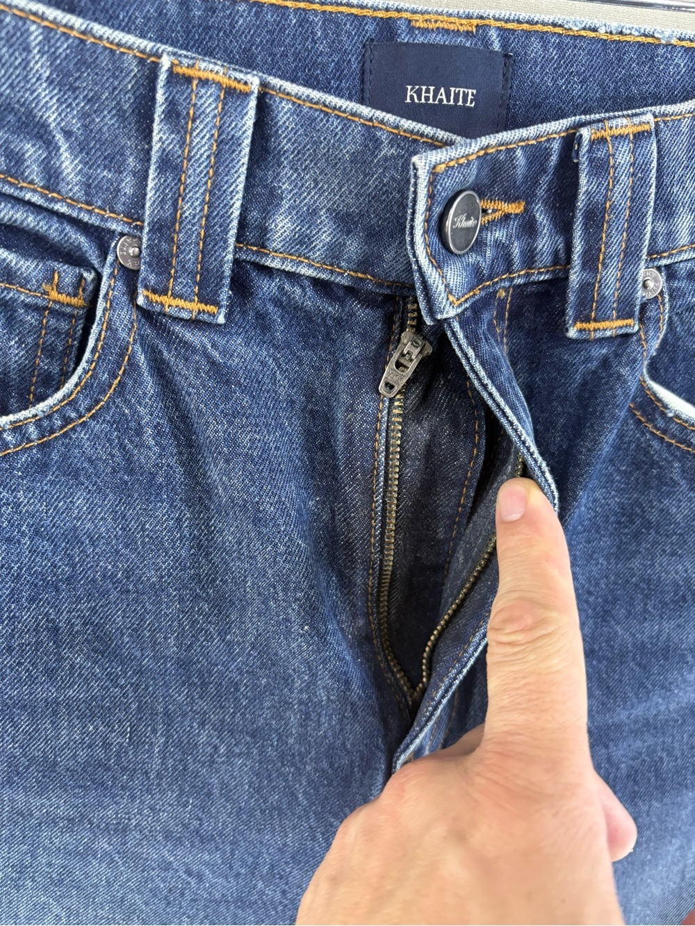 Khaite Albi Cotton Super High Rise Rigid Straight Leg Denim Jeans 27 Read - Picture 3 of 10